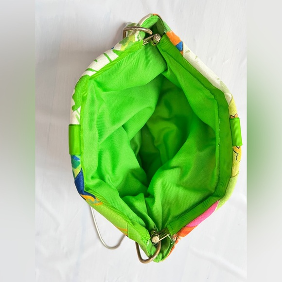 VTG 70s Floral Patchwork Shoulder Bag Boho Cottagecore  Chain Purse green yellow - Picture 5 of 11